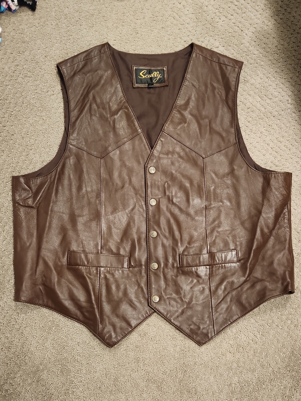 VINTAGE Scully Vintage Leather Western Vest - Brown